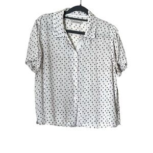 Urban Outfitters Women's Brown White Star Print Cropped Boxy Button Up Blouse S